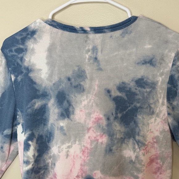 Fashion by MIRABEL XL Blue Pink Gray Tie Dye Long Sleeve Stretch Top - Picture 8 of 14